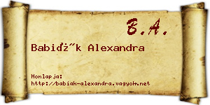 Babiák Alexandra névjegykártya