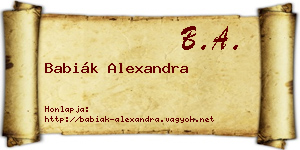 Babiák Alexandra névjegykártya